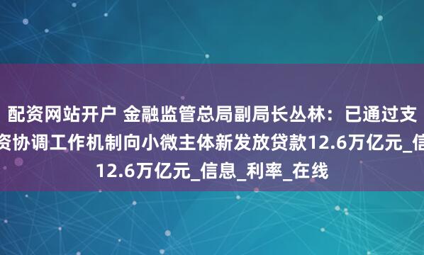 配资网站开户 金融监管总局副局长丛林：已通过支持小微企业融资协调工作机制向小微主体新发放贷款12.6万亿元_信息_利率_在线